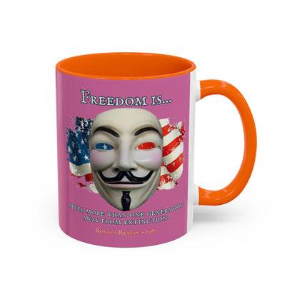 Ronald Reagan Freedom Vendetta Pink Accent Mug by theGreenDragonTavern.shop