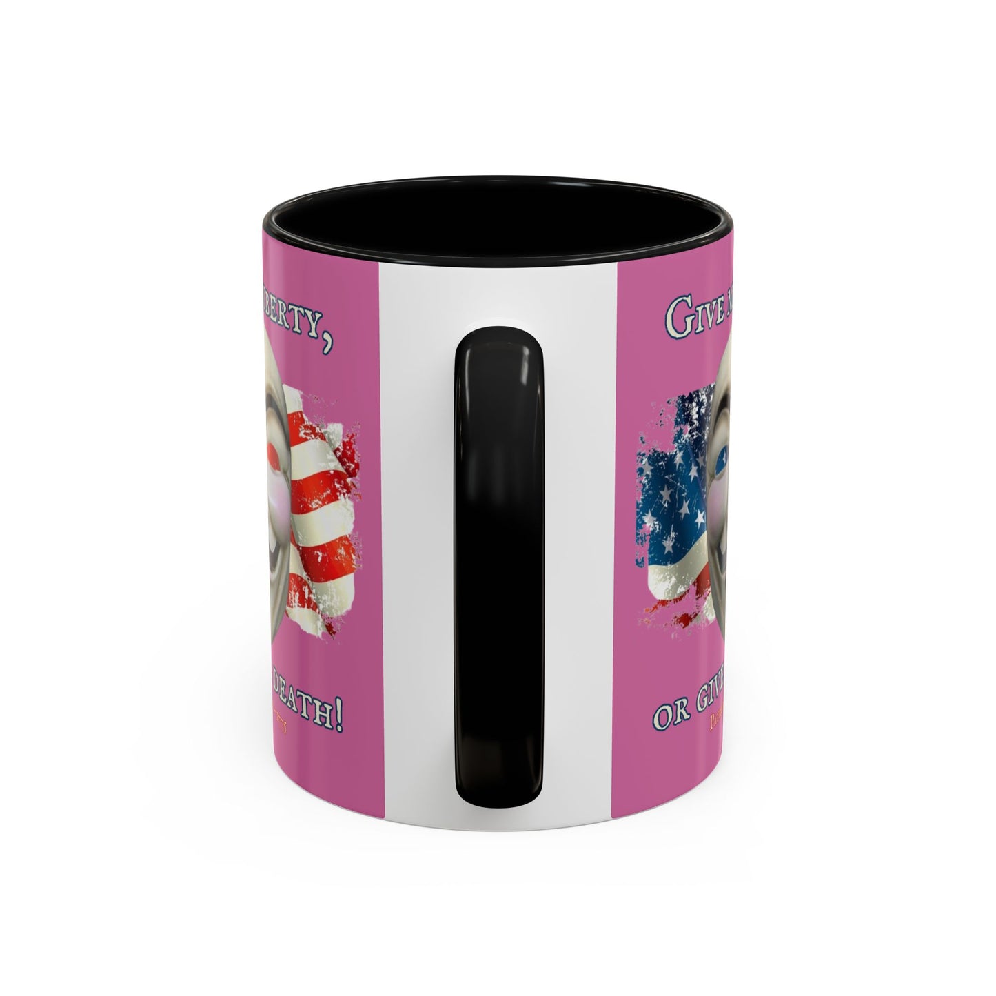 Vendetta, "Give me liberty, or give me death!" Pink Accent Mug by theGreenDragonTavern.shop