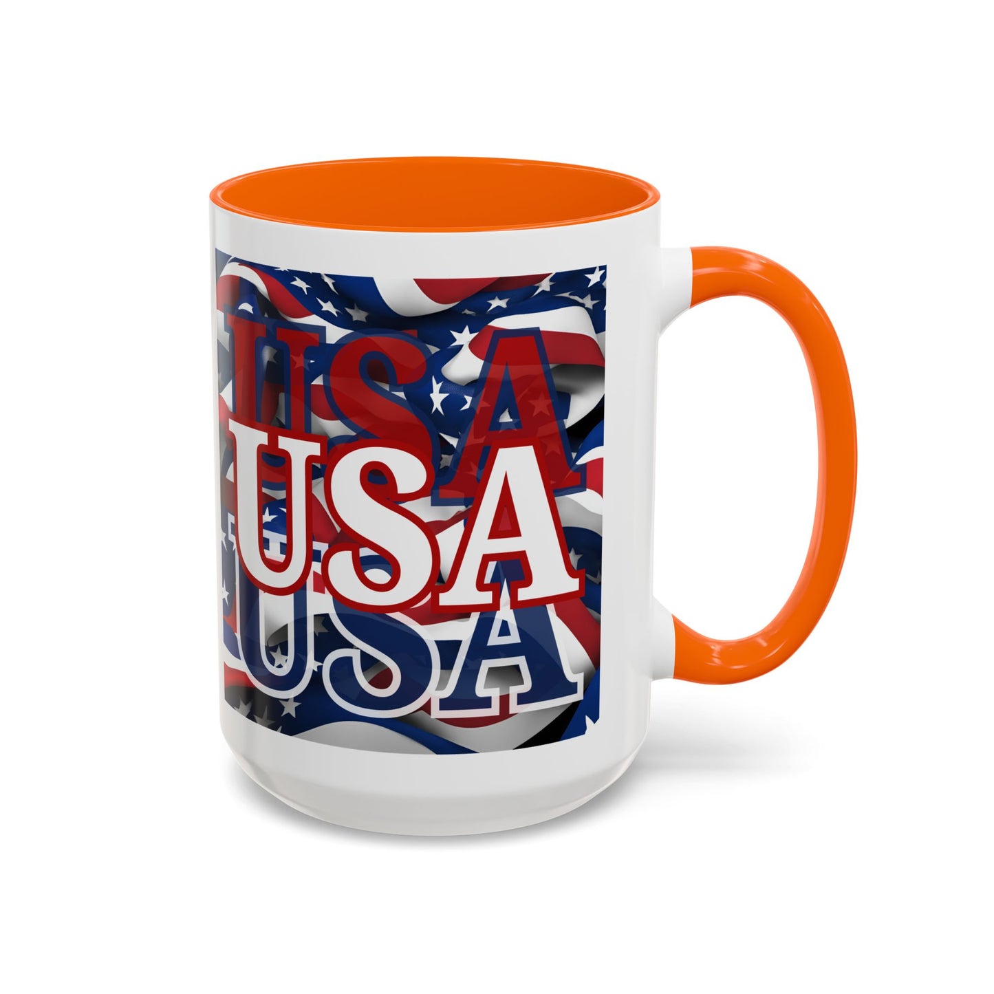 USA White font Center Patriot White Accent Mug by theGreenDragonTavern.shop