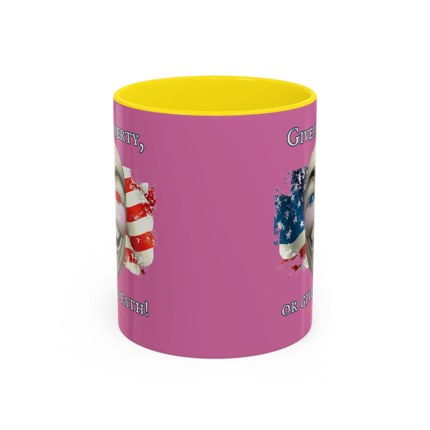 Vendetta, "Give me liberty, or give me death!" Pink Accent Mug by theGreenDragonTavern.shop