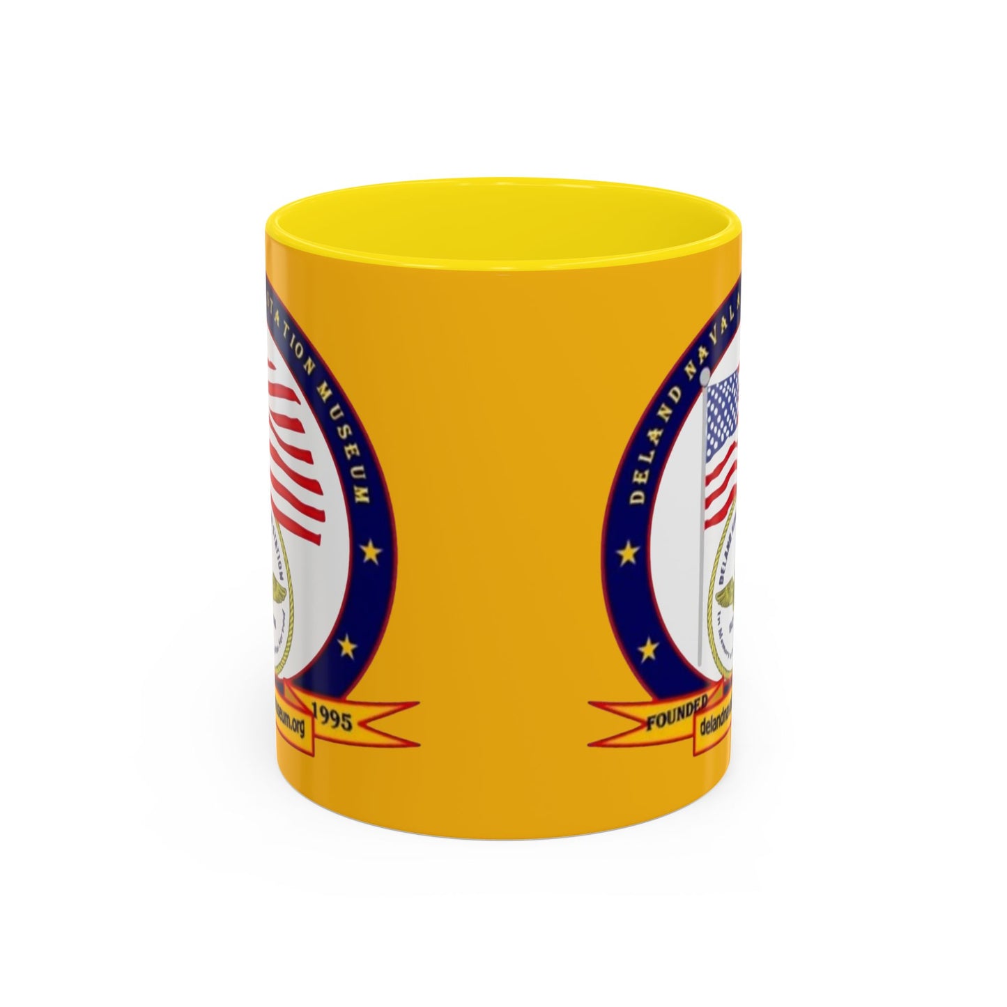 DeLand Naval Air Station Museum Yellow Accent Mug by theGreenDragonTavern.shop