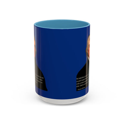 We hold these truths to be self-evident Dark Blue Accent Mug by theGreenDragonTavern.shop