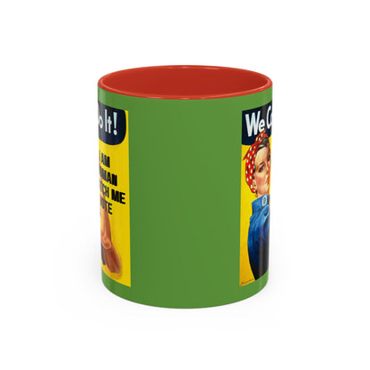 I Am Woman Watch Me Vote Rosie Green Accent Mug by theGreenDragonTavern.shop