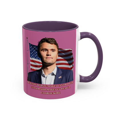 Charlie Kirk, Healthy Debate Pink Accent Mug by theGreenDragonTavern.shop