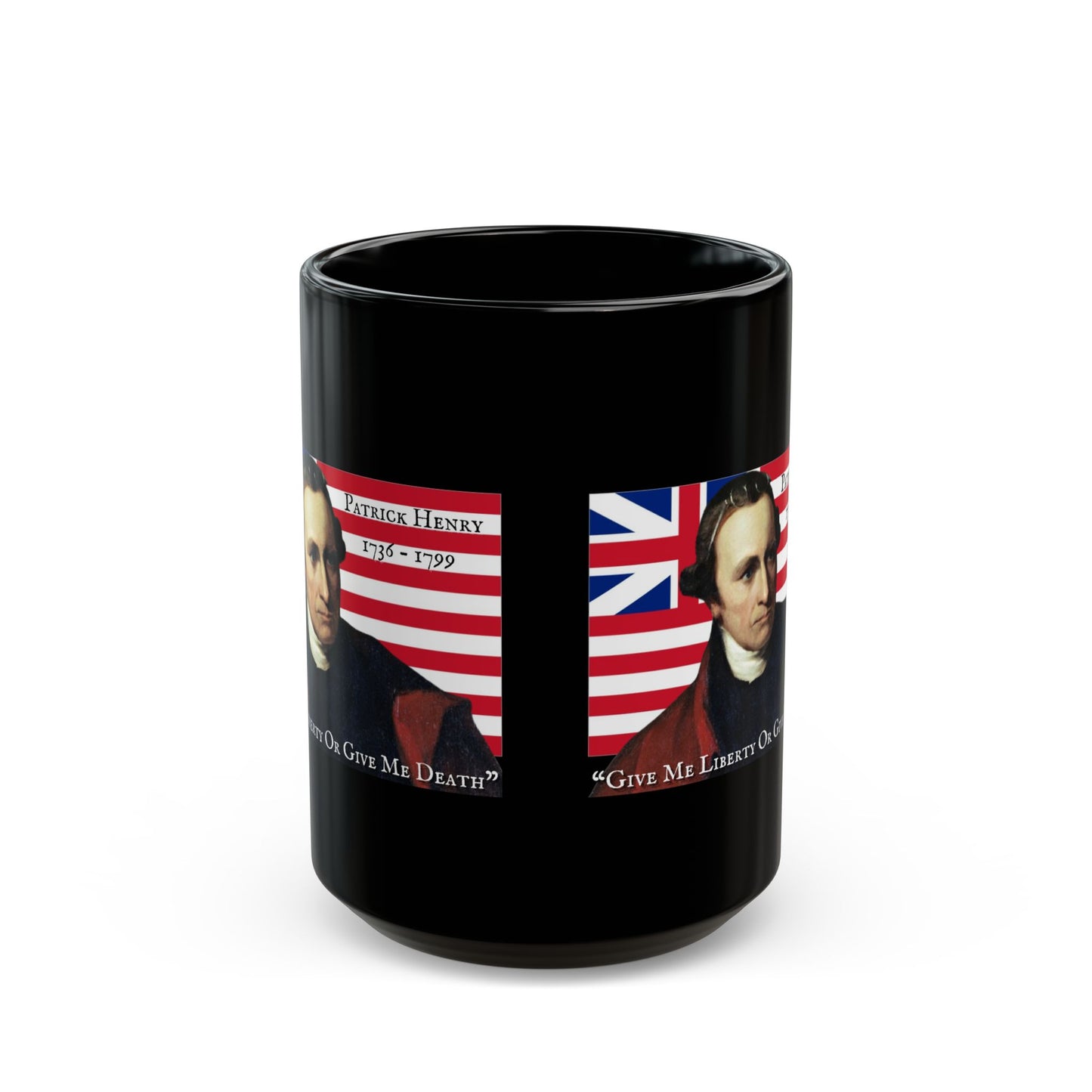 Patrick Henry Black Mug by theGreenDragonTavern.shop