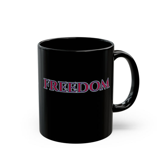 Freedom, Red font, Black Mug by theGreenDragonTavern.shop