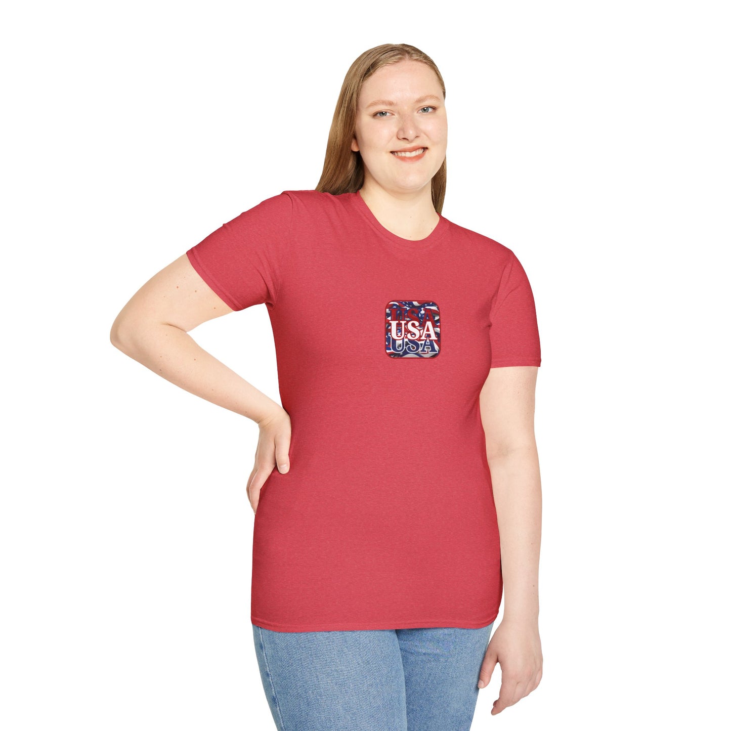 2-sided, Red WHITE and Blue USA Patriot Light colors Unisex T-Shirt by theGreenDragonTavern.shop