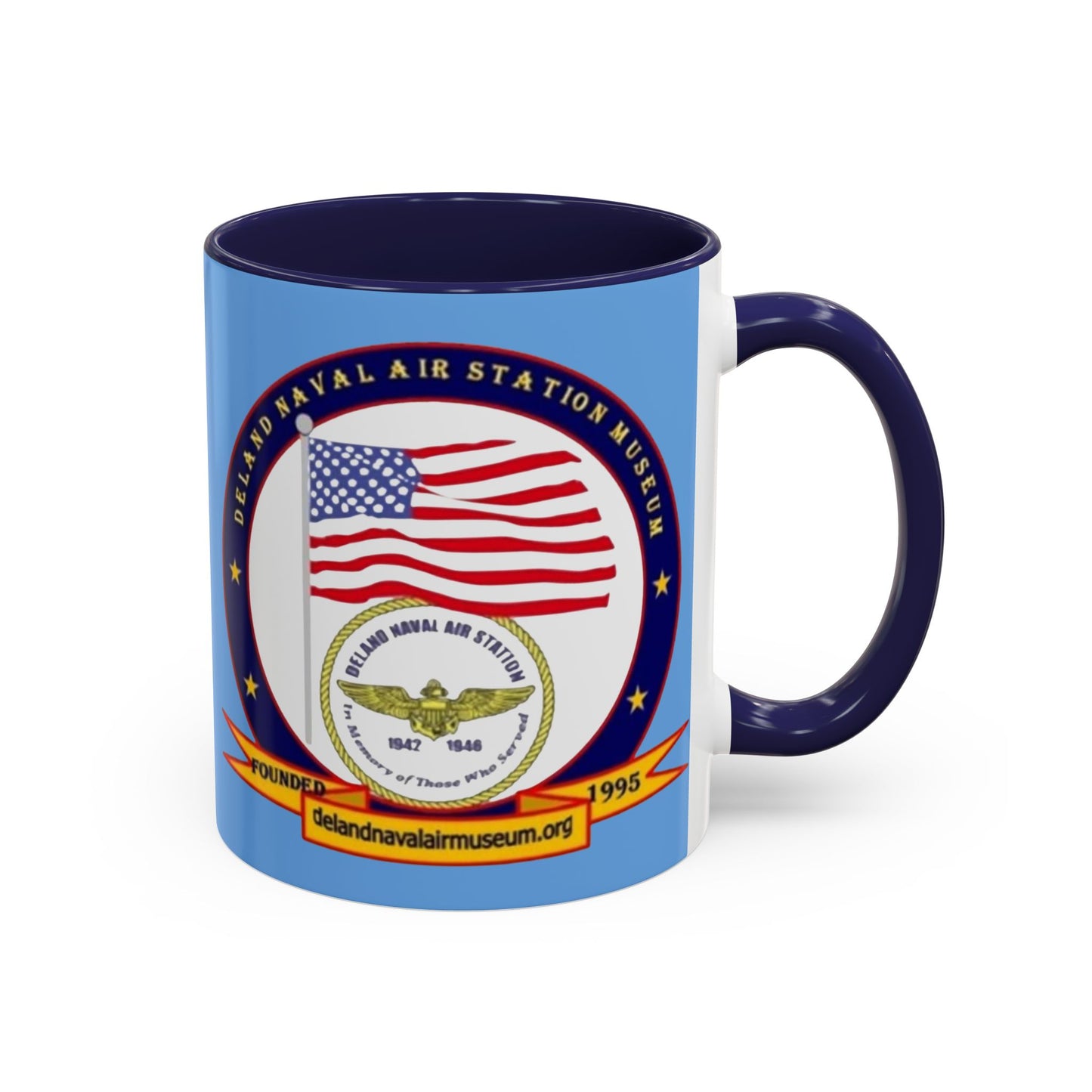 DeLand Naval Air Station Museum Light Blue Accent Mug by theGreenDragonTavern.shop