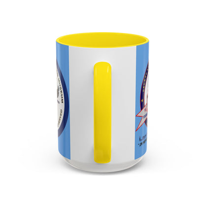 DNASM 2-sided, Founding & Student Art w/Navy Ring Light Blue Accent Mug by theGreenDragonTavern.shop