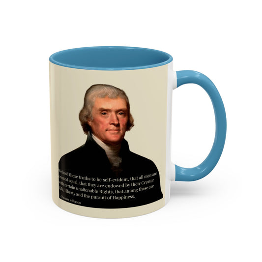 We hold these truths to be self-evident Parchment Yellow Accent Mug by theGreenDragonTavern.shop