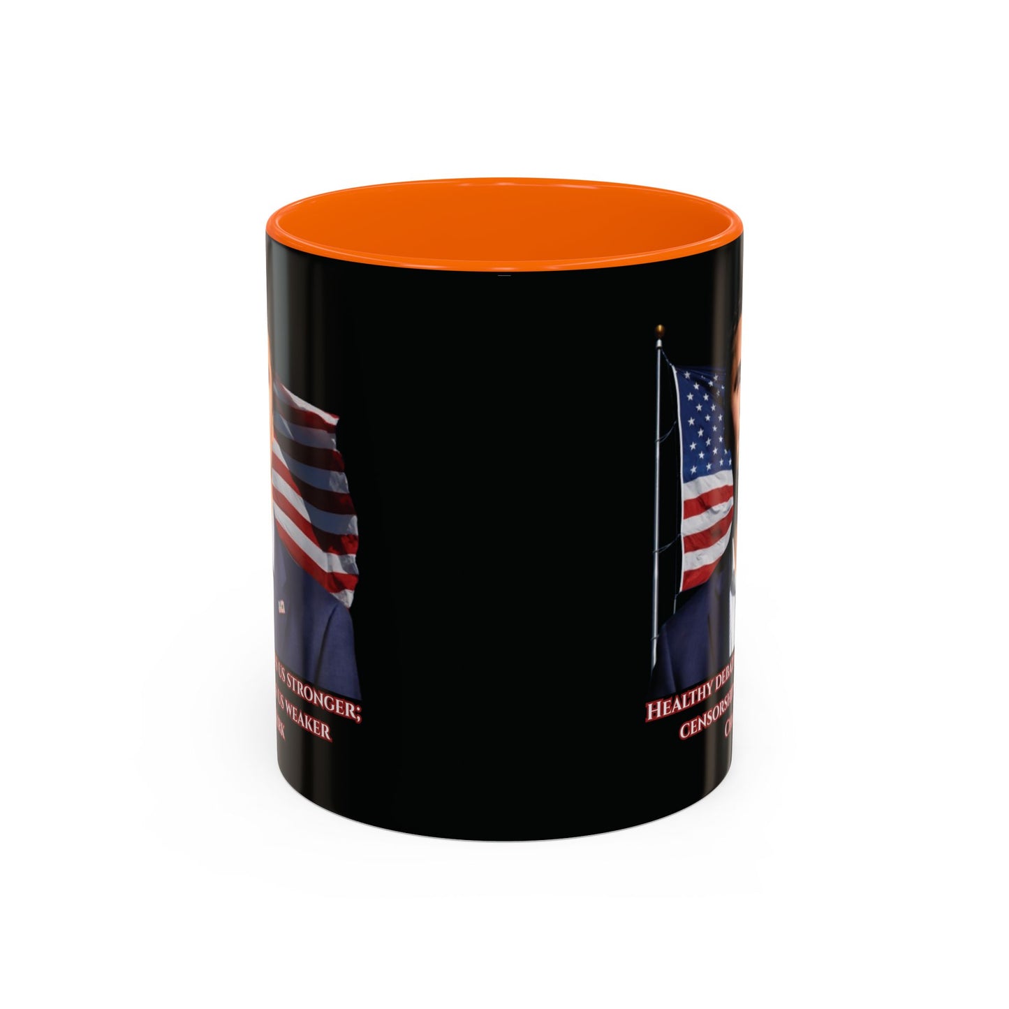 Charlie Kirk, Healthy Debate Black Accent Mug by theGreenDragonTavern.shop