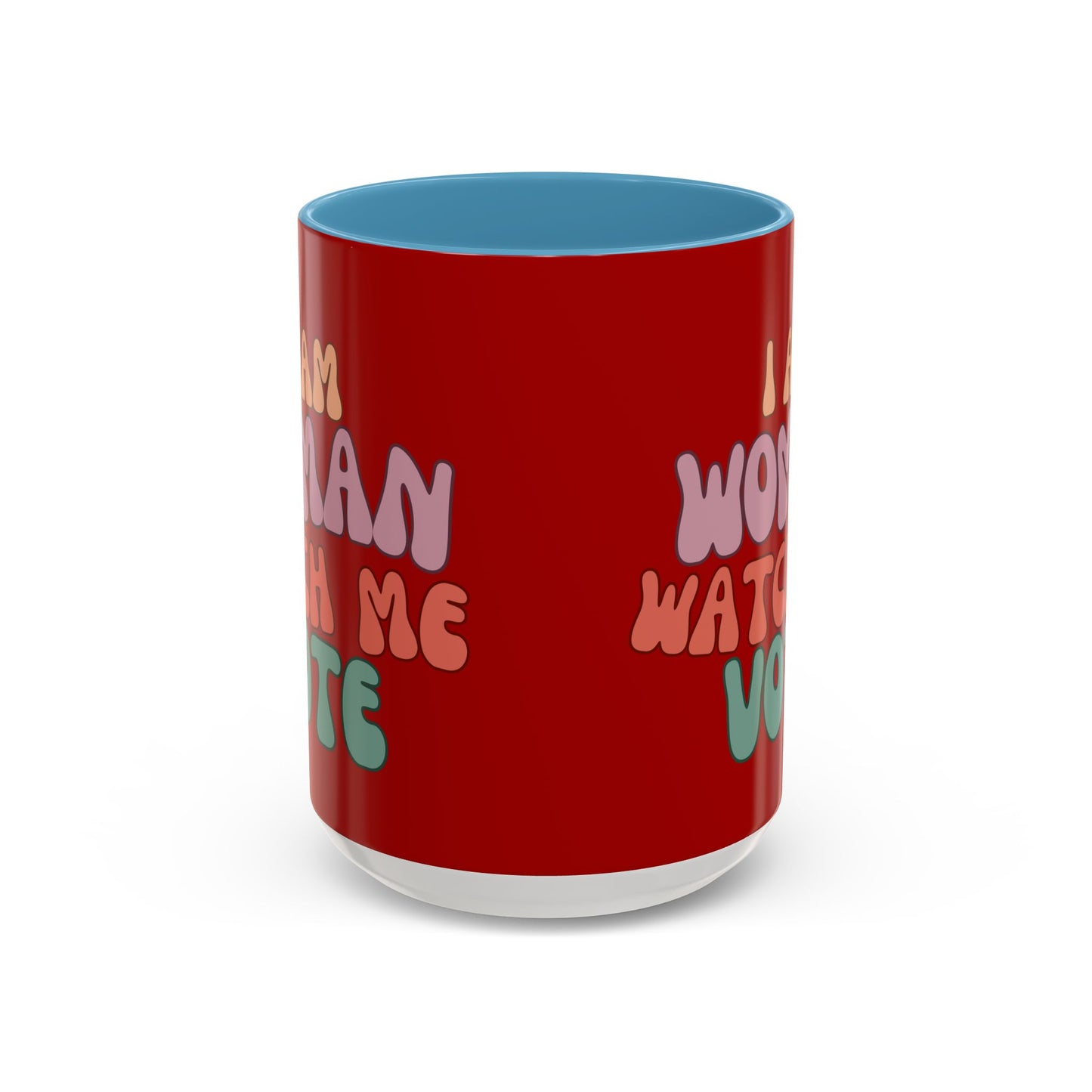 I Am Woman Watch Me Vote Red Accent Mug by theGreenDragonTavern.shop