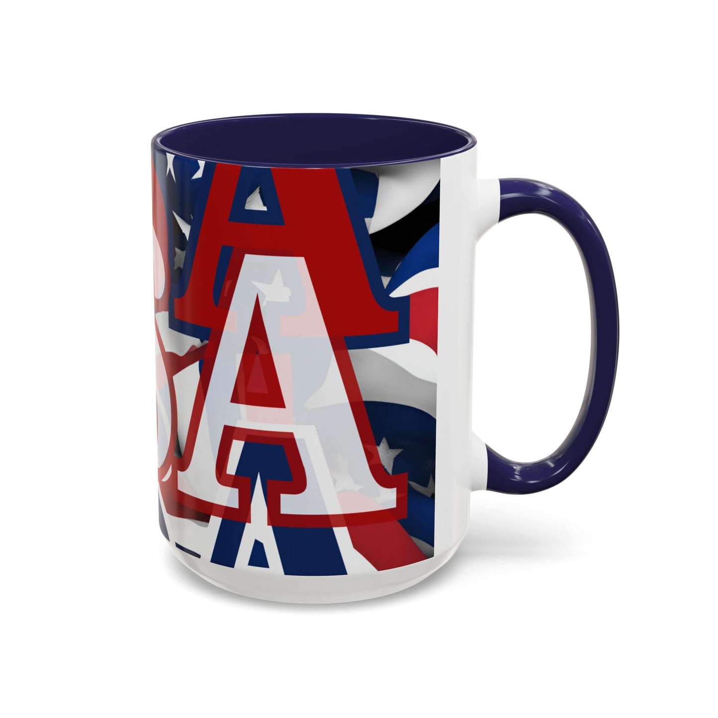 USA! USA! USA White font Patriot White Accent Mug by theGreenDragonTavern.shop