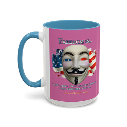 Ronald Reagan Freedom Vendetta Pink Accent Mug by theGreenDragonTavern.shop
