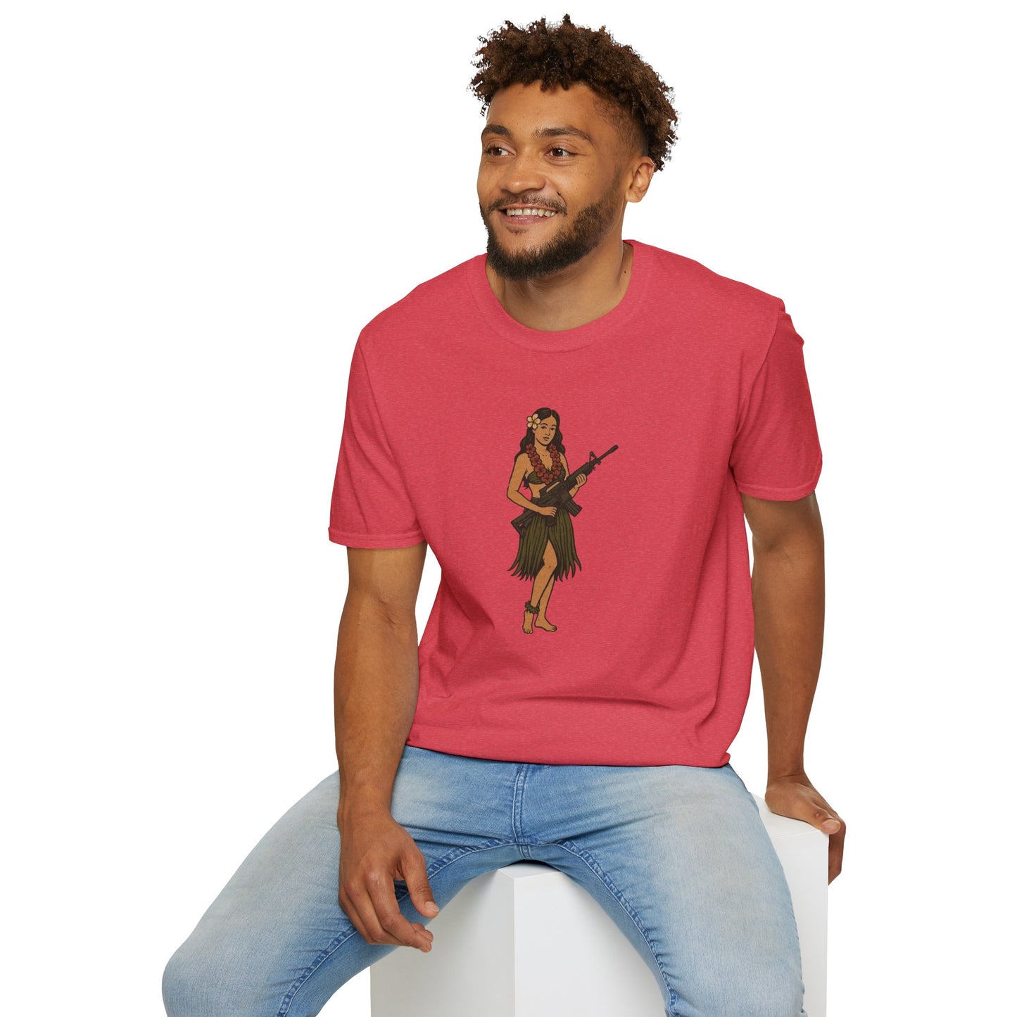 Hula Girl Packin' Heat Light colors Unisex T-Shirt by theGreenDragonTavern.shop