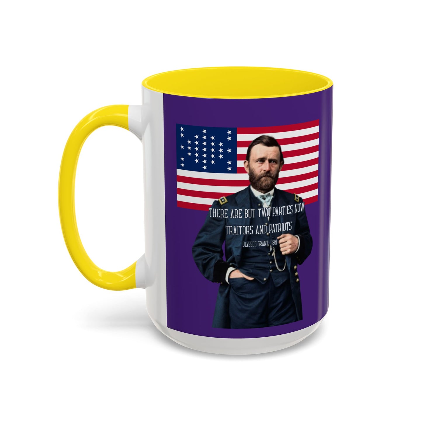 "Traitors and Patriots" Ulysses Grant Dark Purple Accent Mug by theGreenDragonTavern.shop