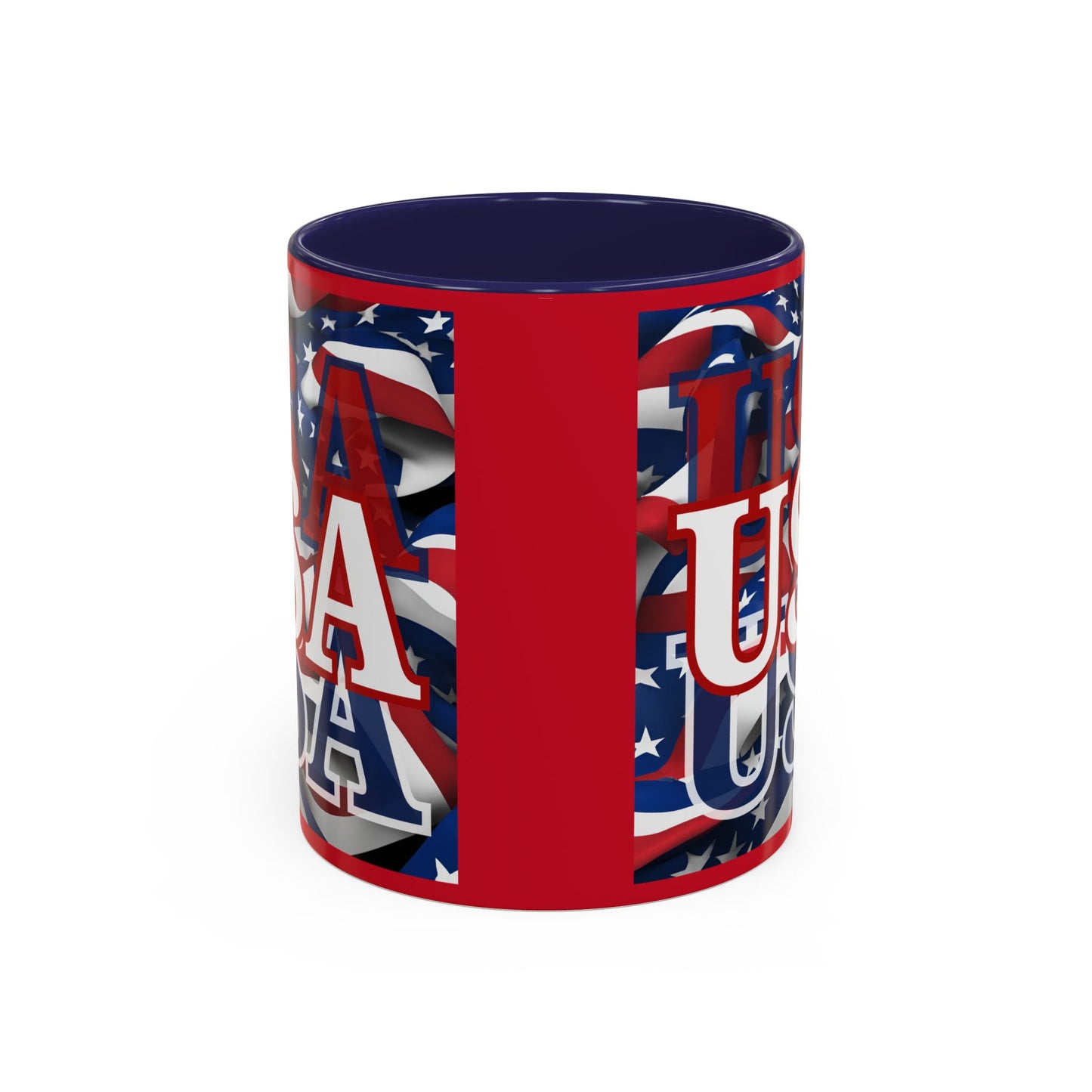 USA White font Center Patriot Red Accent Mug by theGreenDragonTavern.shop