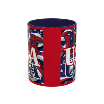 USA White font Center Patriot Red Accent Mug by theGreenDragonTavern.shop