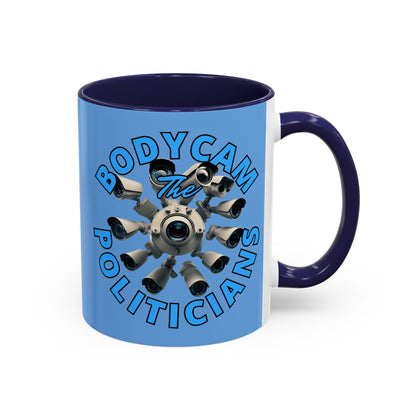 Bodycam the Politicians Cameras Blue Accent Mug by theGreenDragonTavern.shop