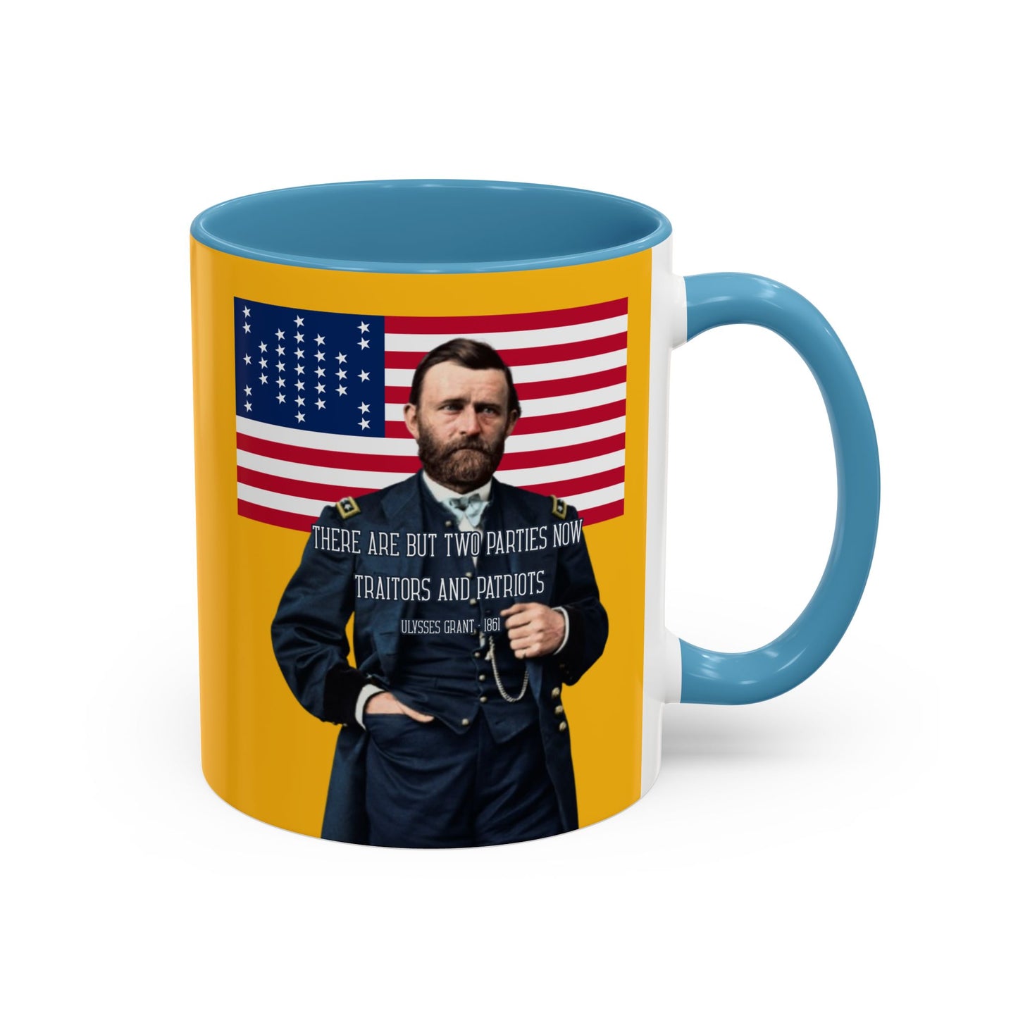 "Traitors and Patriots" Ulysses Grant Yellow Accent Mug by theGreenDragonTavern.shop