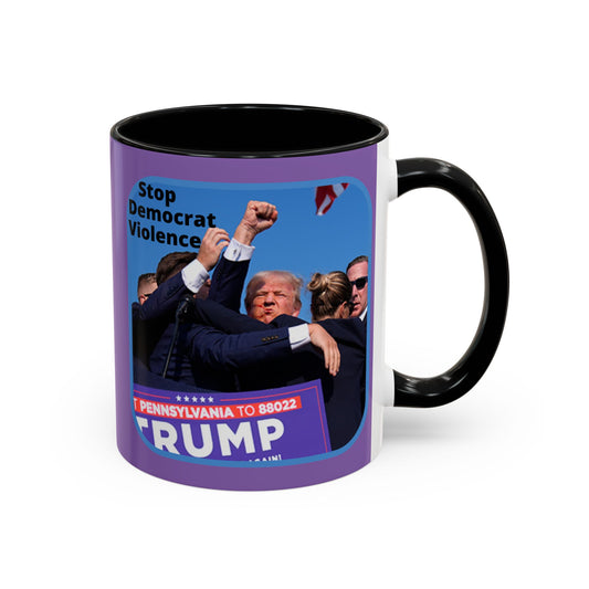 Stop Democrat Violence Purple Accent Mug by theGreenDragonTavern.shop