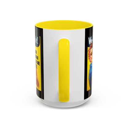 I Am Woman Watch Me Vote Rosie Black Accent Mug by theGreenDragonTavern.shop