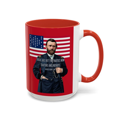 "Traitors and Patriots" Ulysses Grant Red Accent Mug by theGreenDragonTavern.shop