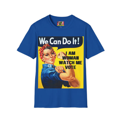 I Am Woman Watch Me Vote Rosie Dark colors Unisex T-Shirt by theGreenDragonTavern.shop