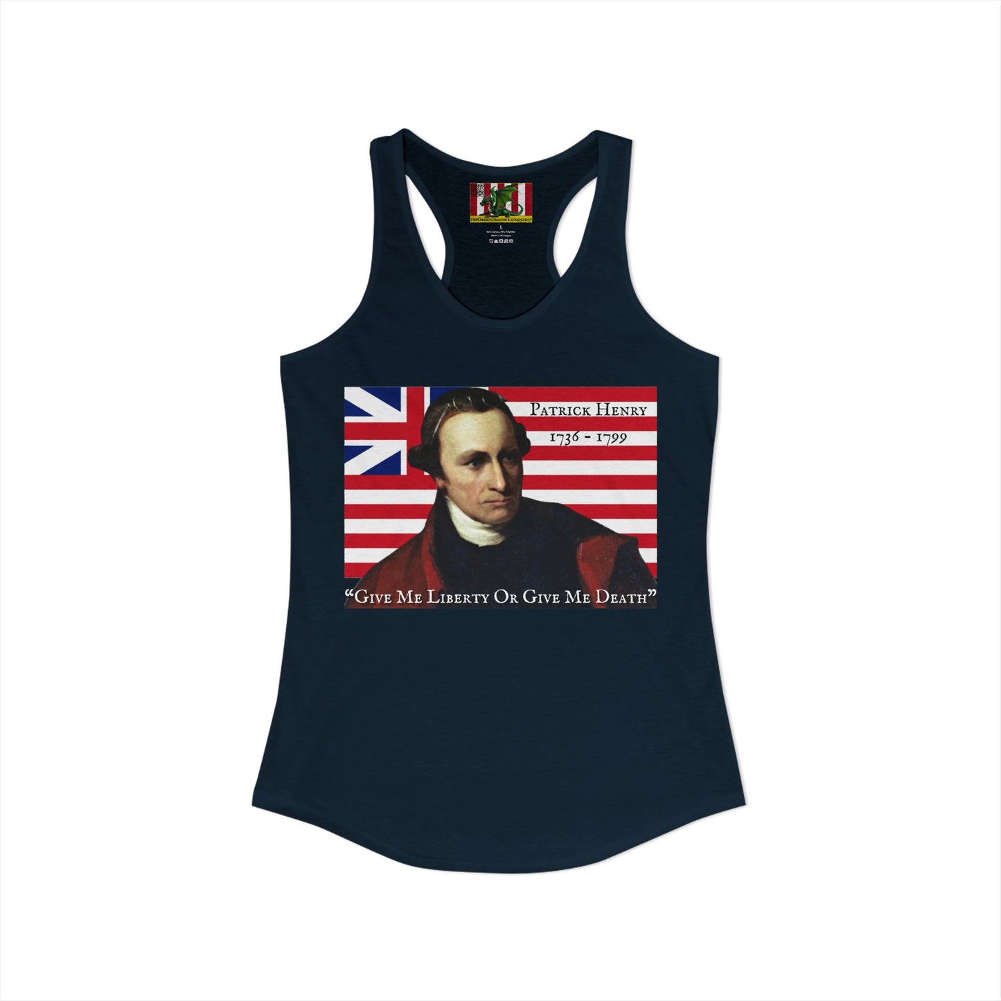 Patrick Henry Women's Racerback Tank Top by theGreenDragonTavern.shop