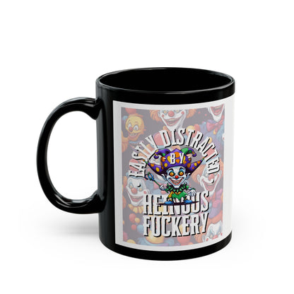 Easily Distracted by Heinous Fuckery Little Jinx White Mug by theGreenDragonTavern.shop