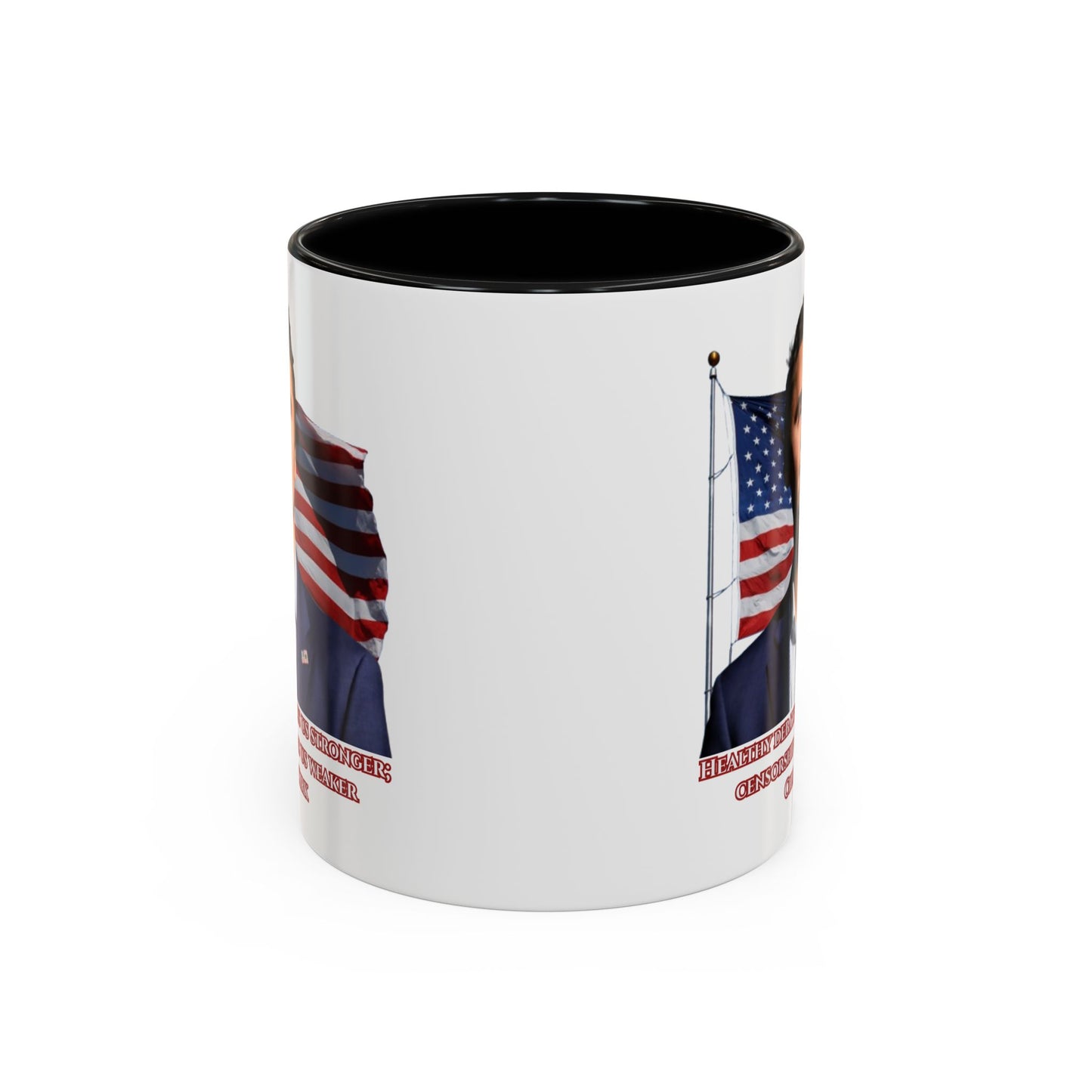 Charlie Kirk, Healthy Debate White Accent Mug by theGreenDragonTavern.shop