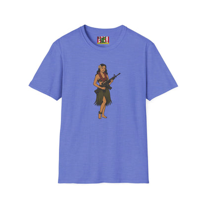 Hula Girl Packin' Heat Light colors Unisex T-Shirt by theGreenDragonTavern.shop