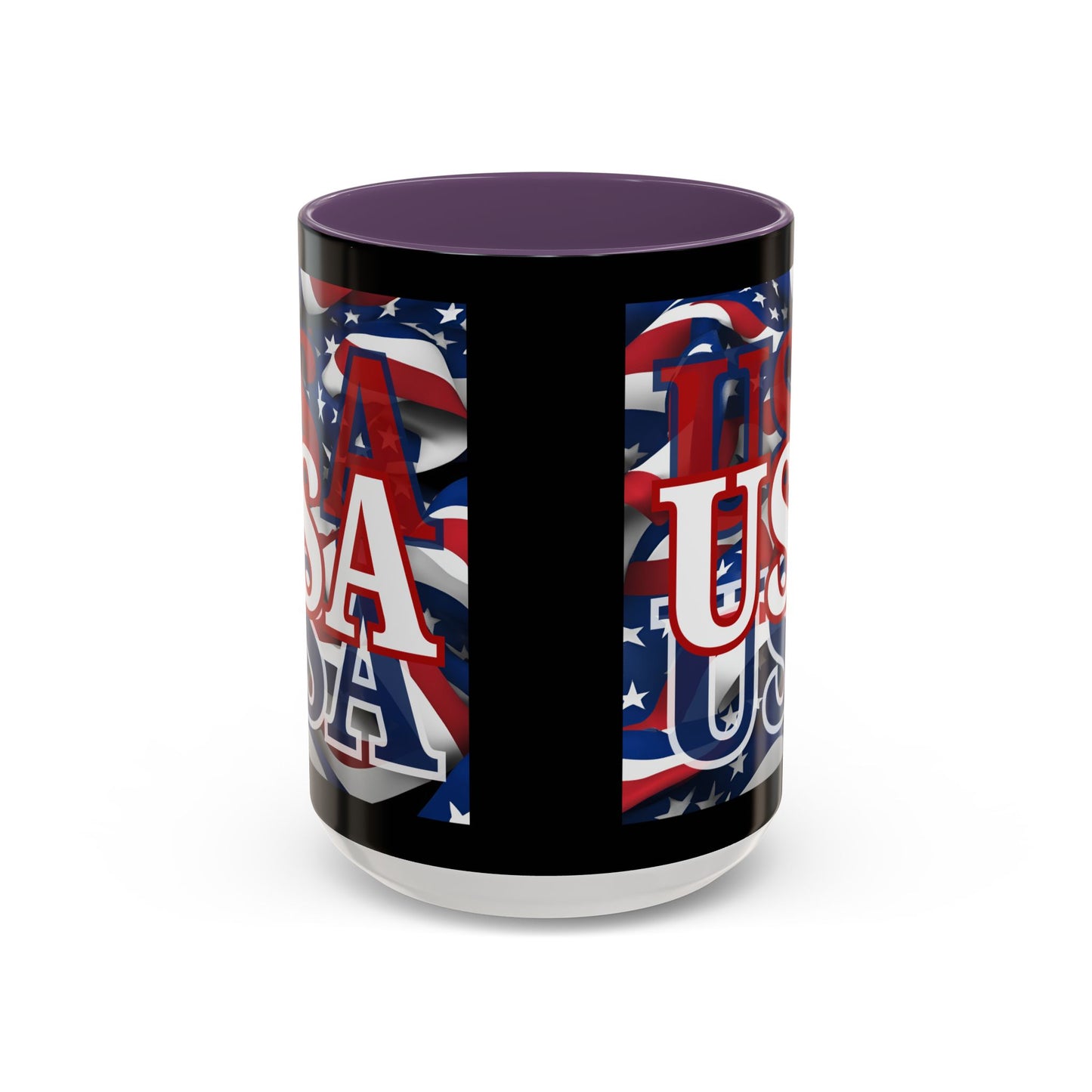 USA White font Center Patriot Black Accent Mug by theGreenDragonTavern.shop
