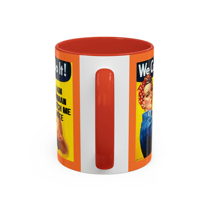 I Am Woman Watch Me Vote Rosie Orange Accent Mug by theGreenDragonTavern.shop