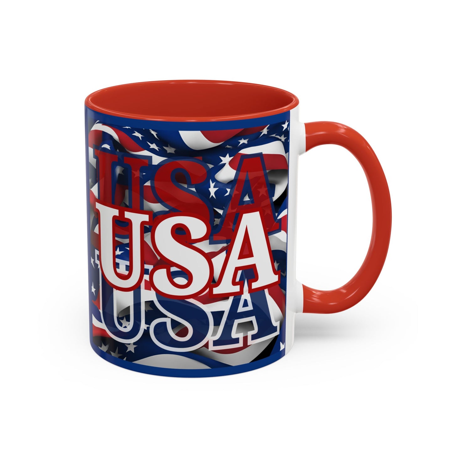 USA White font Center Patriot Blue Accent Mug by theGreenDragonTavern.shop