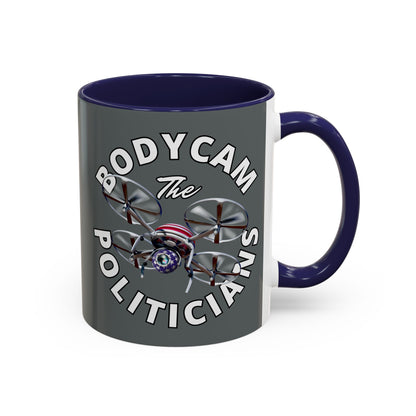 Bodycam the Politicians Drone Grey Accent Mug by theGreenDragonTavern.shop