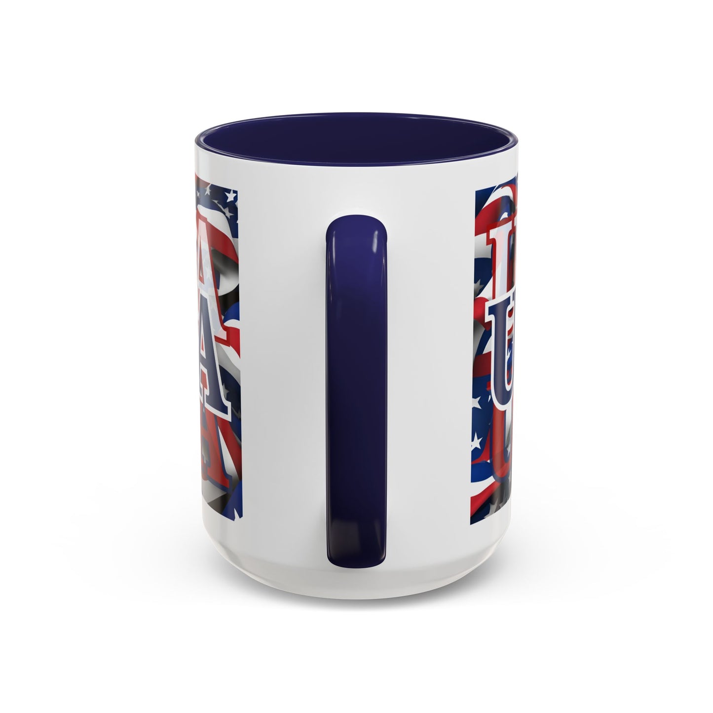 USA Blue font Center Patriot White Accent Mug by theGreenDragonTavern.shop