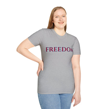 Freedom, Red font, Light colors Unisex T-Shirt by theGreenDragonTavern.shop