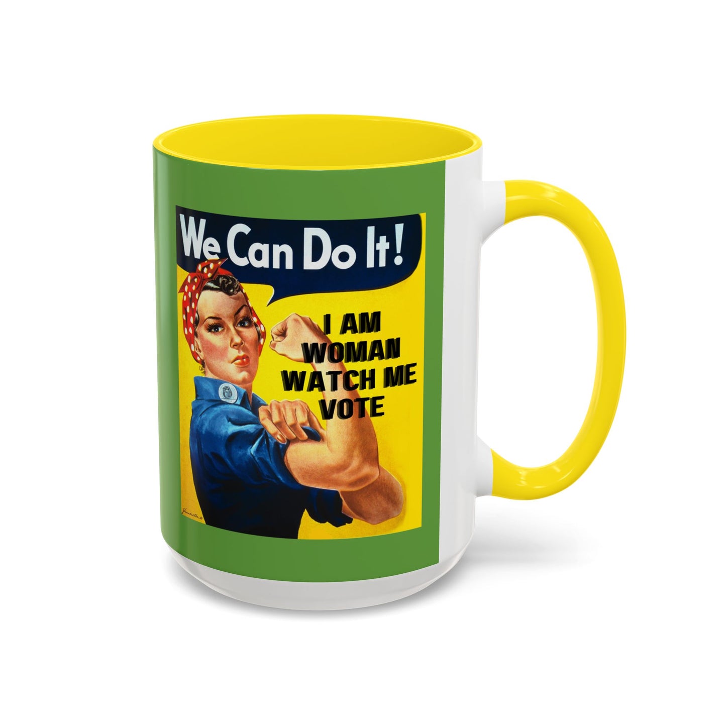 I Am Woman Watch Me Vote Rosie Green Accent Mug by theGreenDragonTavern.shop