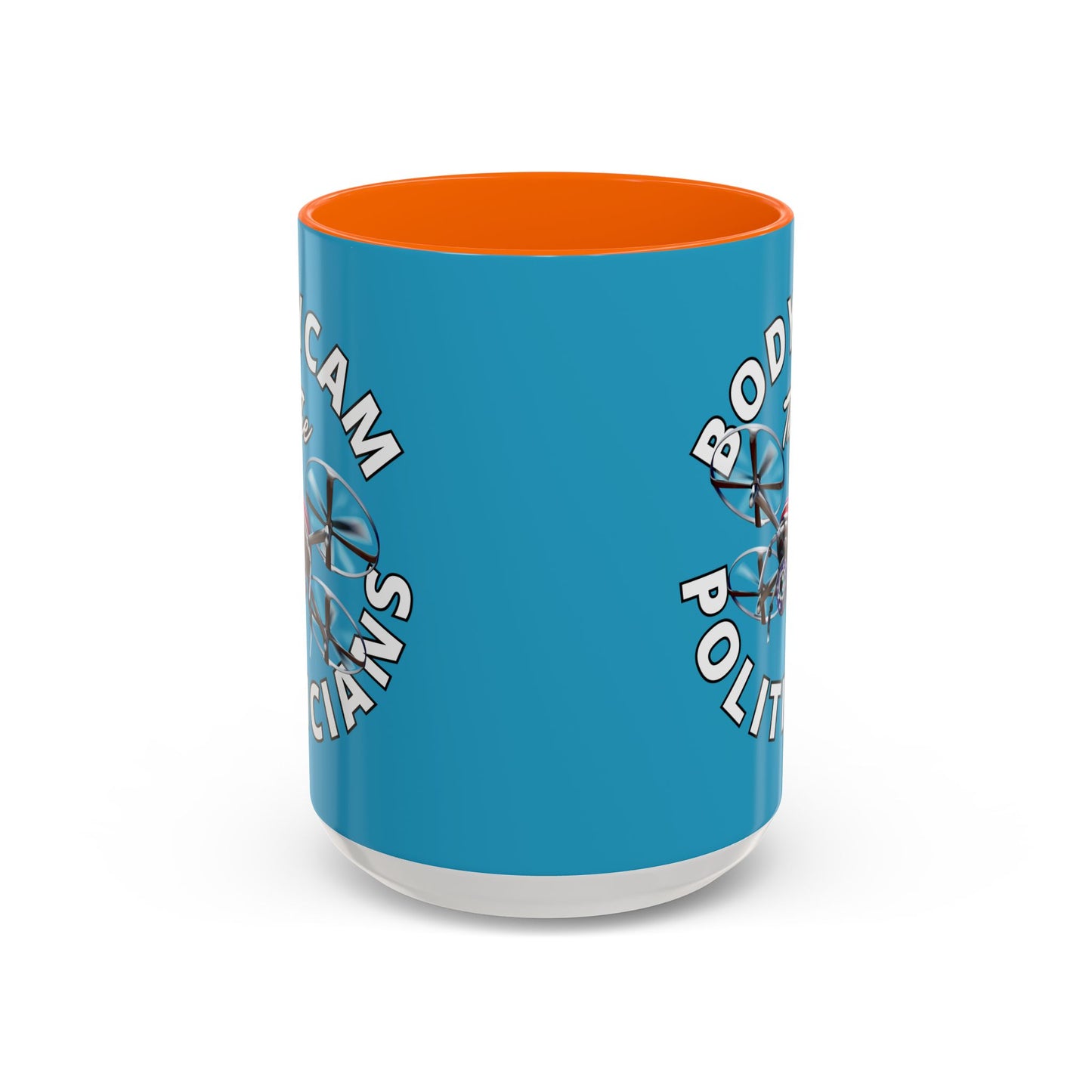 Bodycam the Politicians Drone Turquoise Accent Mug by theGreenDragonTavern.shop
