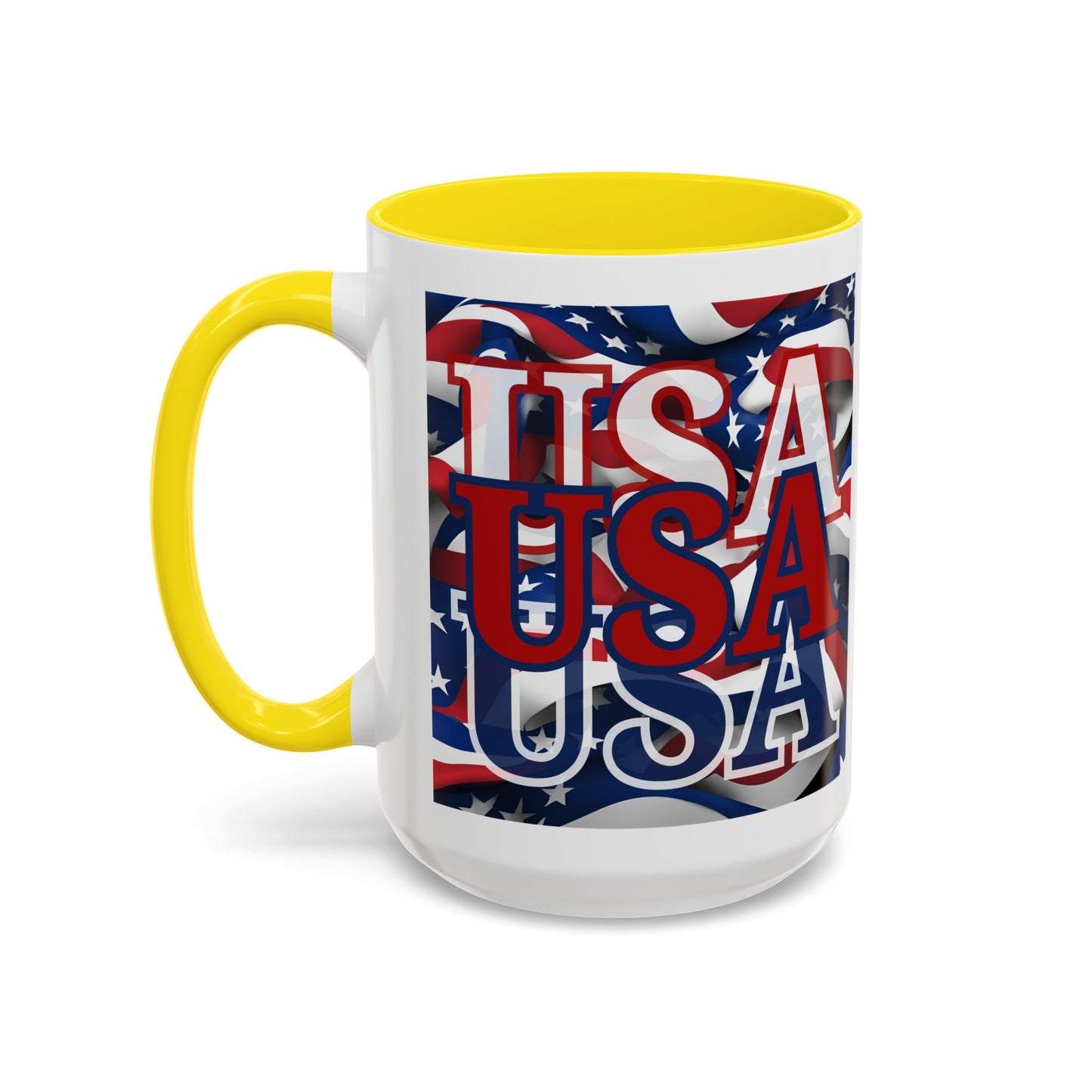 USA Red font Center Patriot White Accent Mug by theGreenDragonTavern.shop