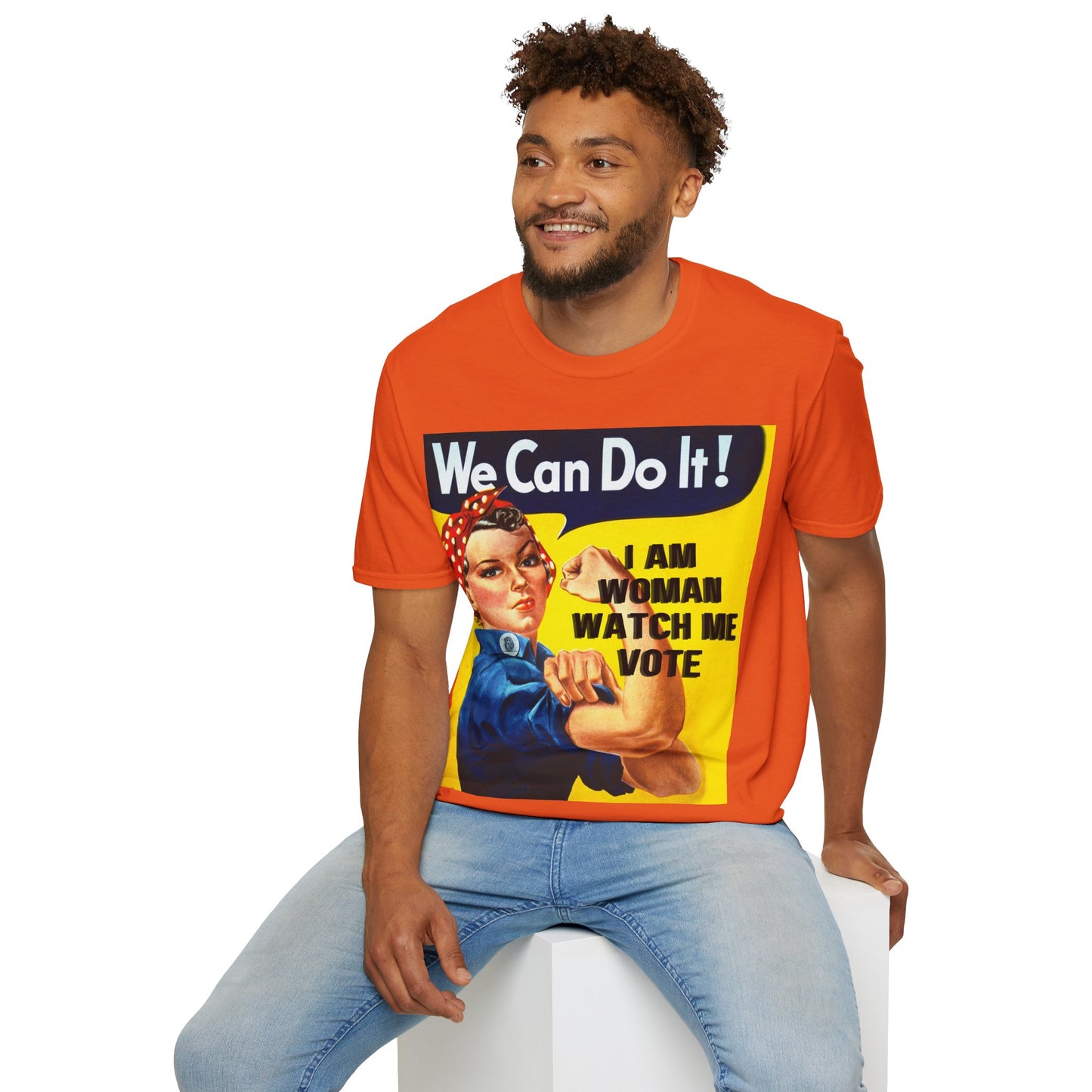 I Am Woman Watch Me Vote Rosie Light colors Unisex T-Shirt by theGreenDragonTavern.shop