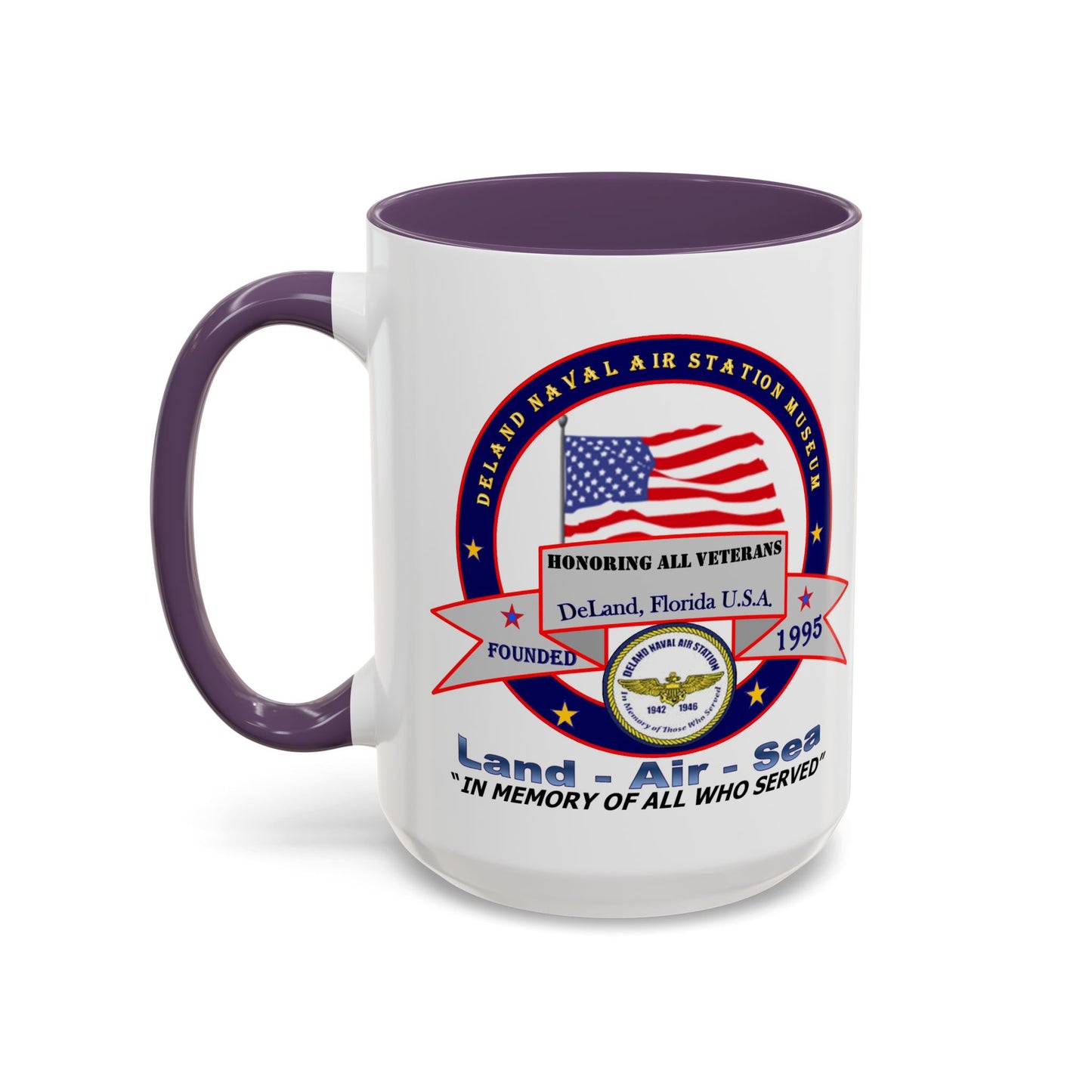 DNASM 2-sided, Founding & Student Art w/Navy Ring White Accent Mug by theGreenDragonTavern.shop