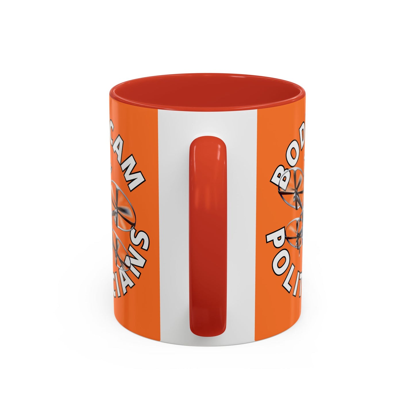 Bodycam the Politicians Drone Orange Accent Mug by theGreenDragonTavern.shop