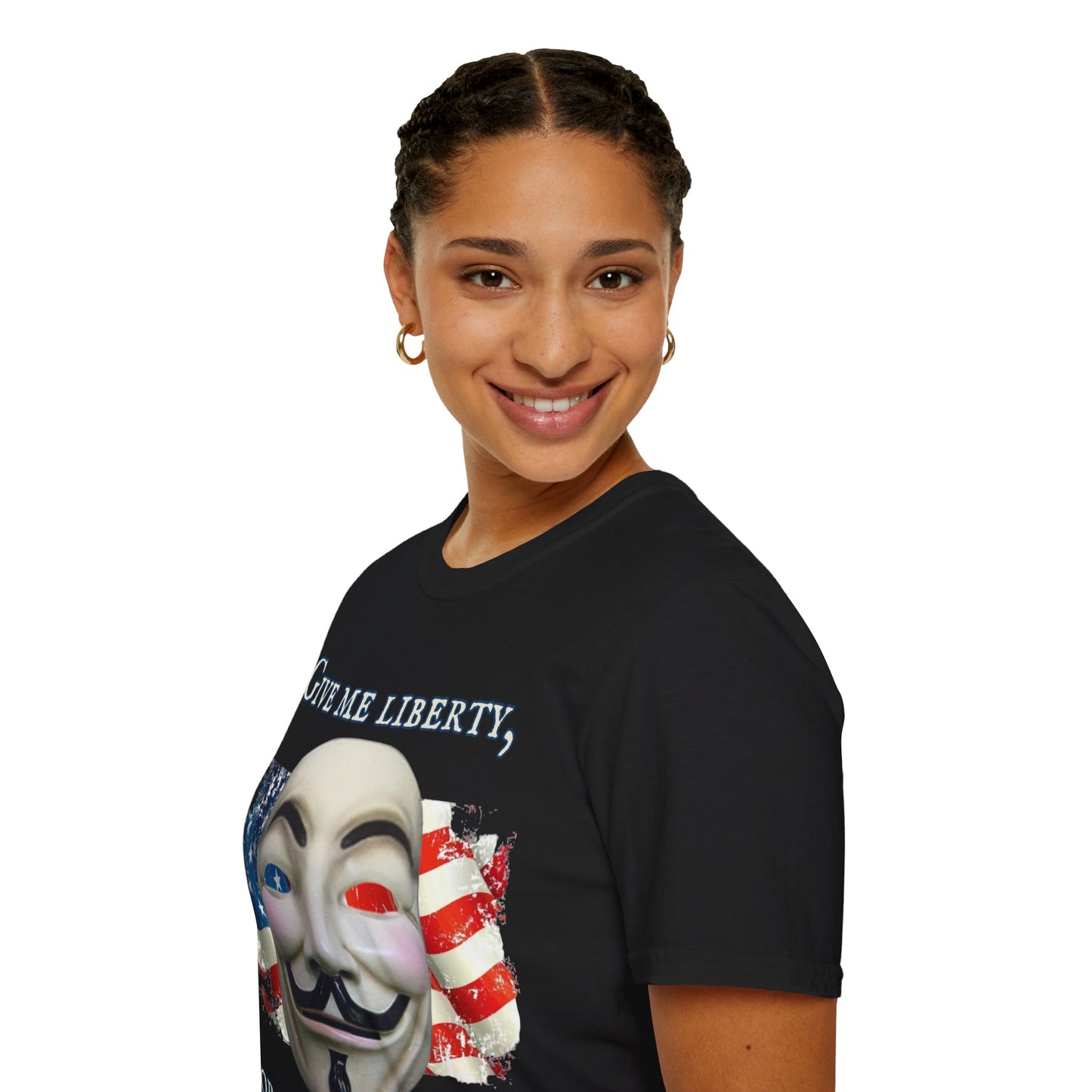 Vendetta, "Give me liberty, or give me death!" Dark colors Unisex T-Shirt by theGreenDragonTavern.shop