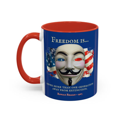 Ronald Reagan Freedom Vendetta Blue Accent Mug by theGreenDragonTavern.shop