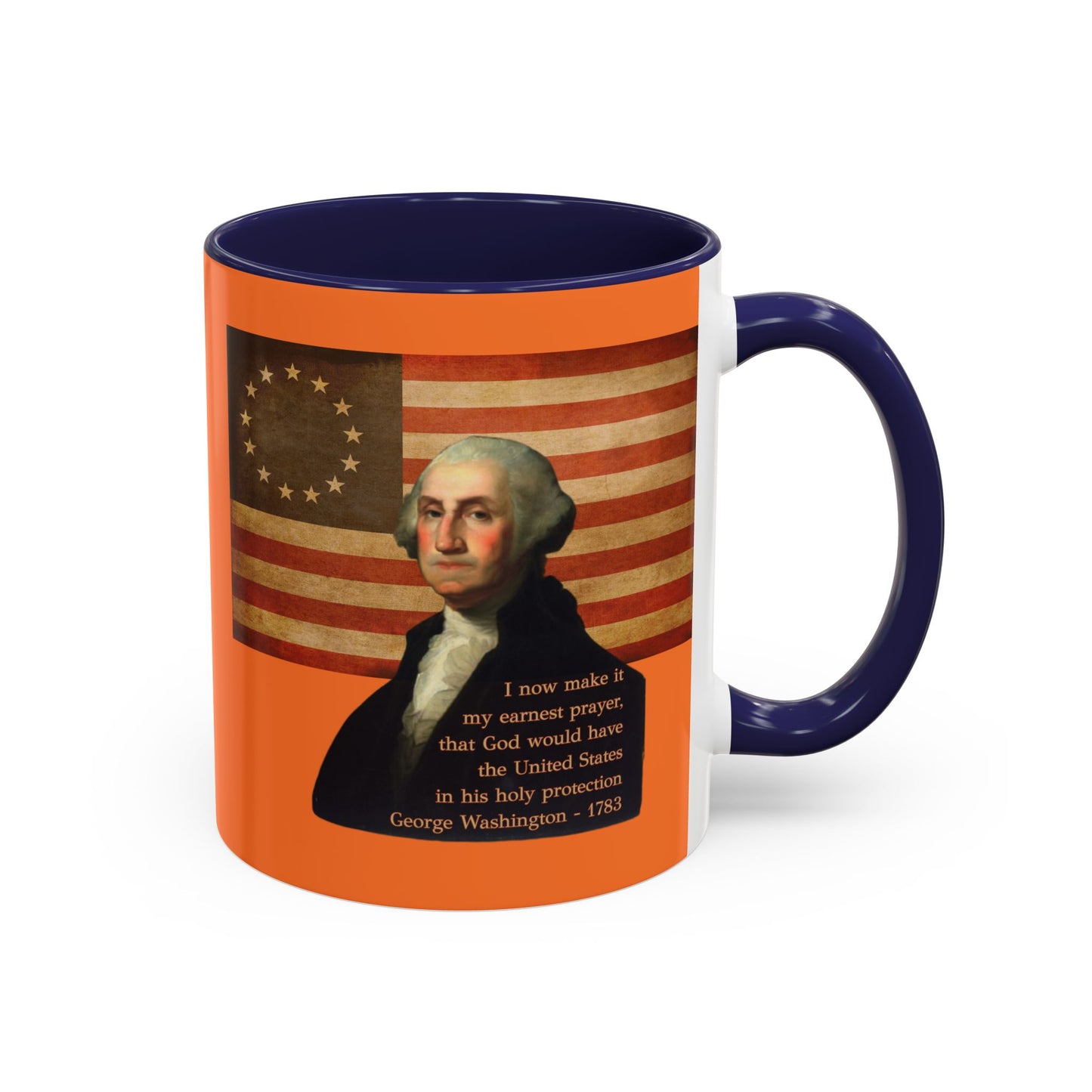 Washington's Earnest Prayer Orange Accent Mug by theGreenDragonTavern.shop