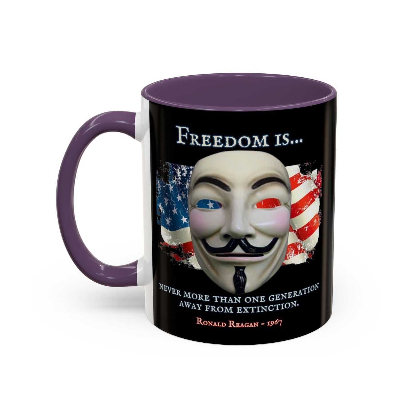 Ronald Reagan Freedom Vendetta Black Accent Mug by theGreenDragonTavern.shop