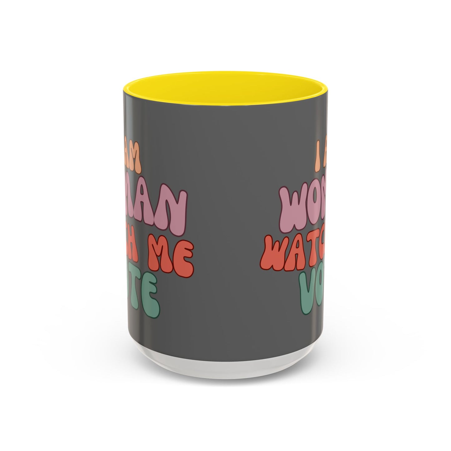 I Am Woman Watch Me Vote Grey Accent Mug by theGreenDragonTavern.shop
