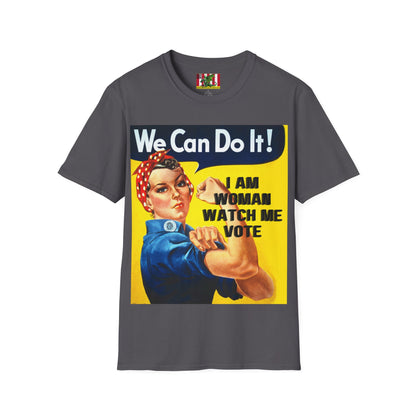 I Am Woman Watch Me Vote Rosie Dark colors Unisex T-Shirt by theGreenDragonTavern.shop